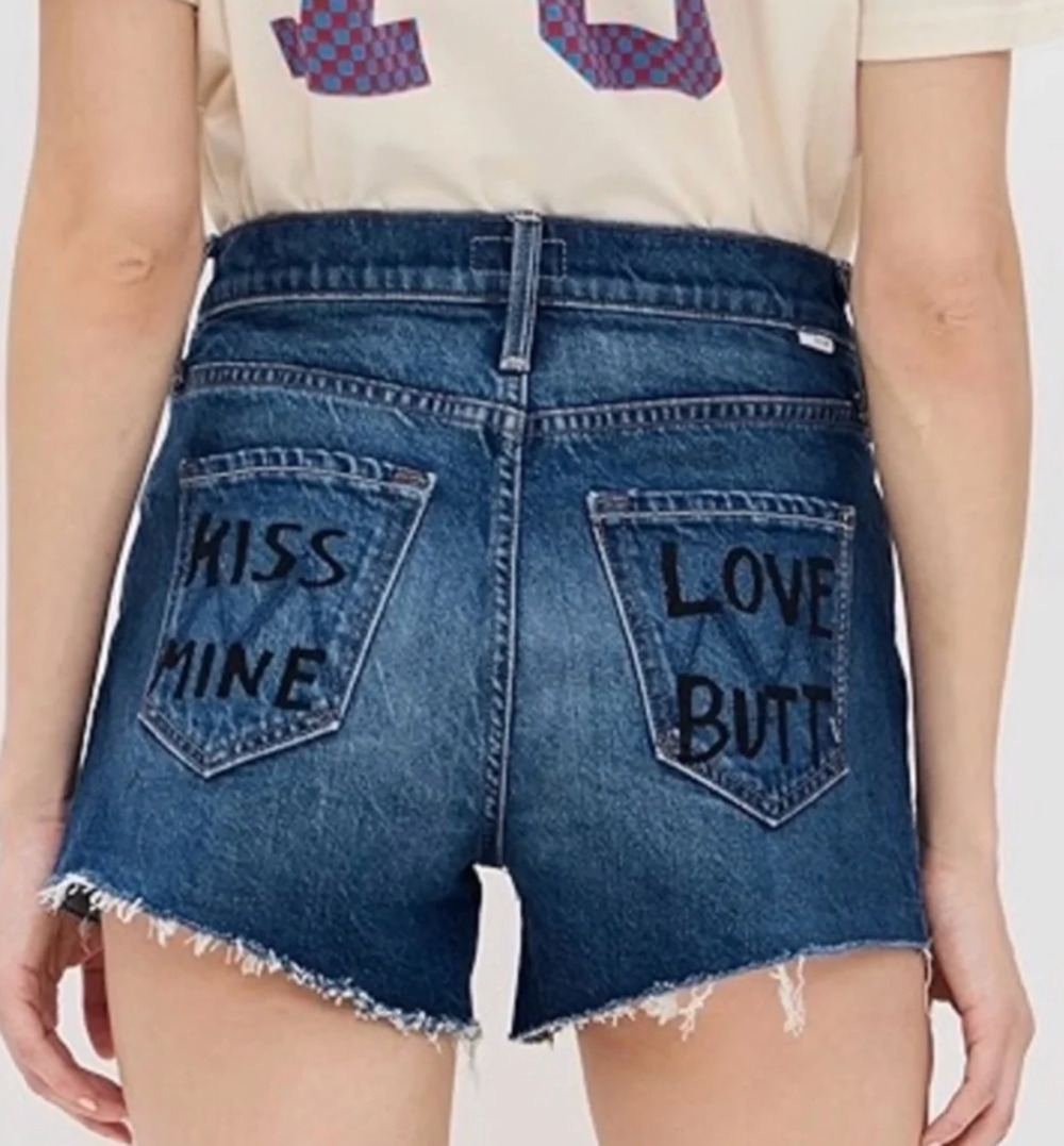 NWOT MOTHER The Dodger Fray Hem Denim Jean Shorts Bunny Hop Size 25